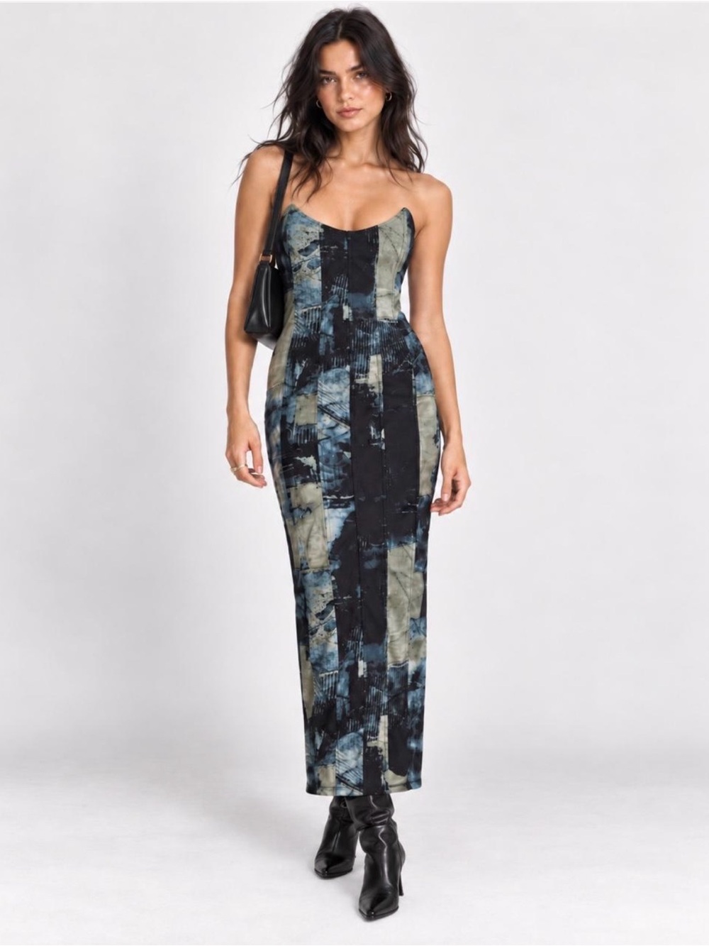 Blanc Clothing Strapless Abstract Print Dress Size Medium